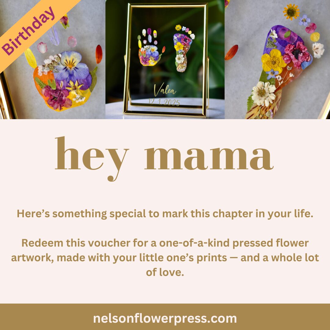 Gift idea for new mums – floral baby print keepsake voucher