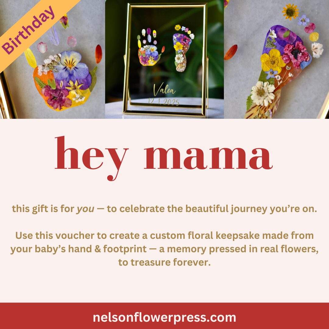 Voucher for personalised pressed flower artwork made from your child’s prints