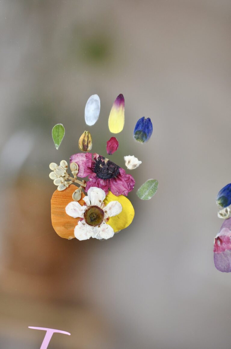 Close-up of floral baby hand