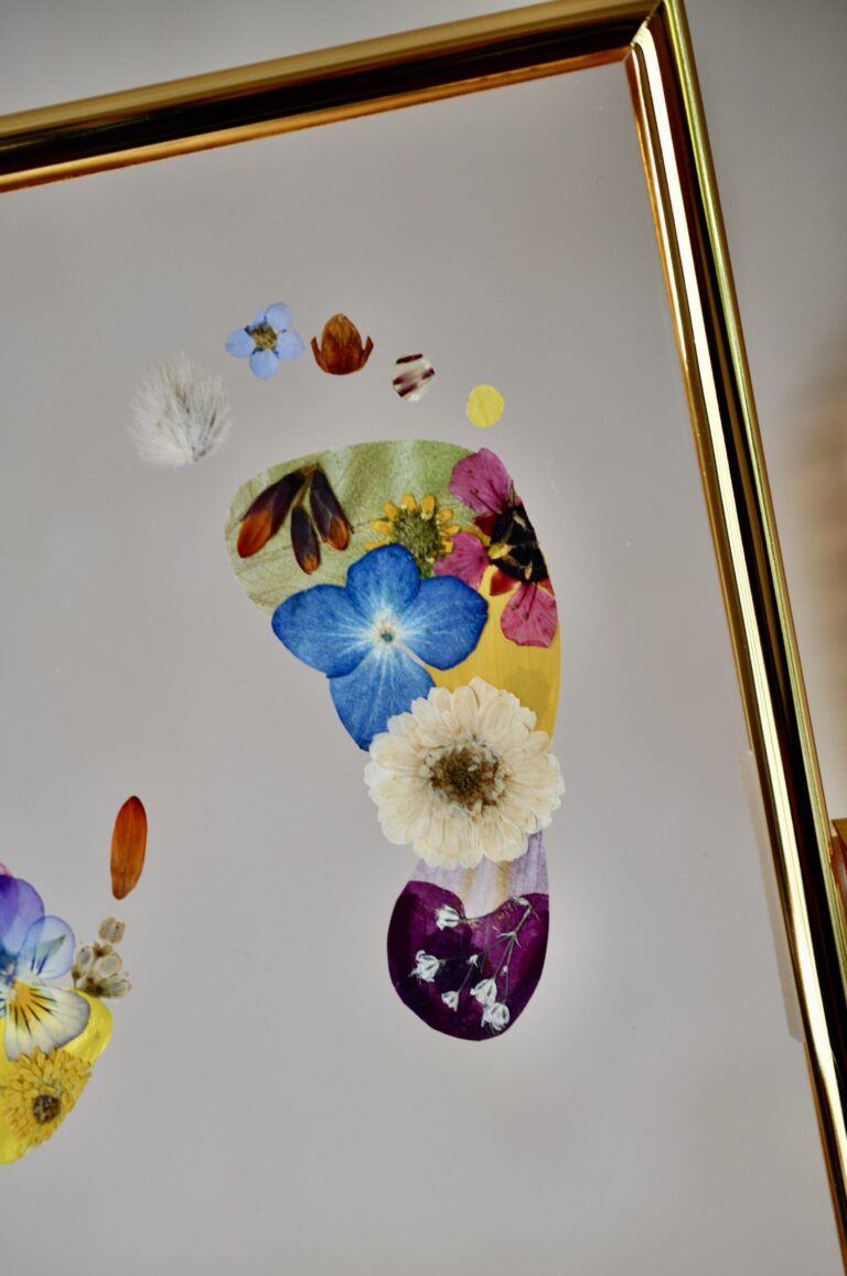 Footprint out of pressed flowers