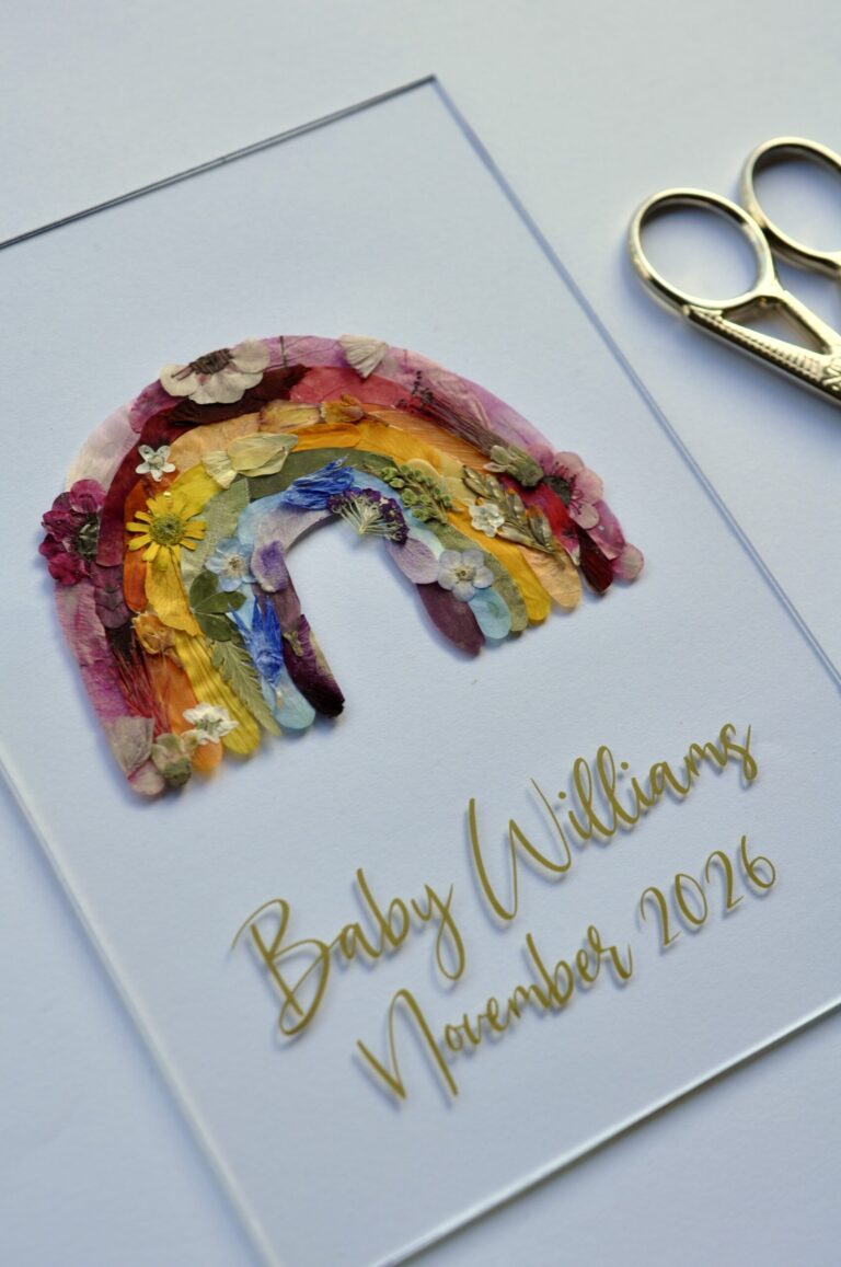 Close up of a rainbow miscarriage keepsake