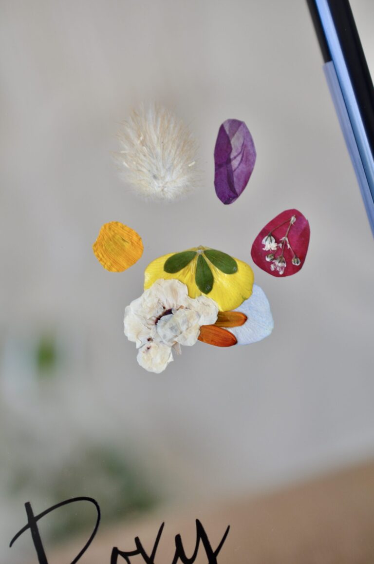 Cat paw made out of pressed flowers
